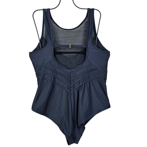Adore Me One Piece Swim Womens Plus Size 2X Black Lilinoe Contour Plus Fishnet - Picture 2 of 16